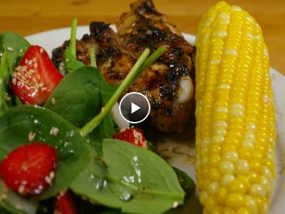 Mint Chicken Bbq With Spinach Strawberry Salad  Video