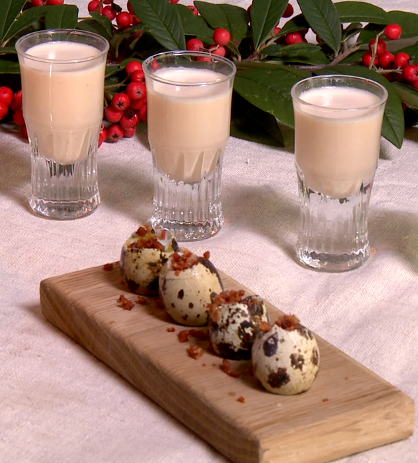 Eggnog And Quail Egg Shooters Recipe Video