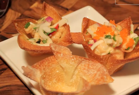 Filipino Salmon Ceviche In Wonton Cups