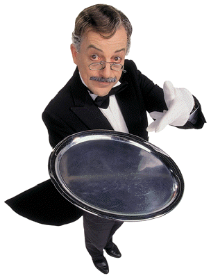 Waiters serving roasted Waiters serving roasted