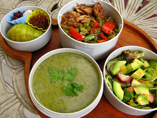 Cream Of Broccoli Soup With Red Pepper Puree