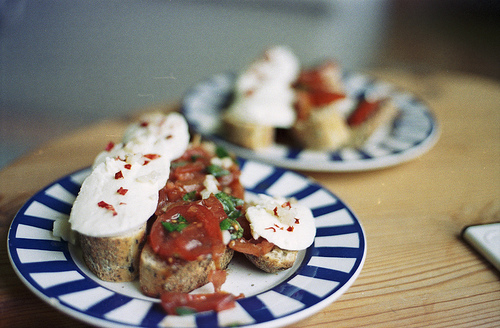 Bruschetta With Basil Mozzarella & Tomatoes