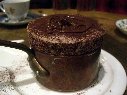 Chocolate Souffle With Hot Chocolate Sauce