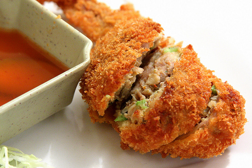 Deep Fried Fish Sections With Vegetables