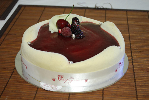 Raspberry White Chocolate Mousse Cake