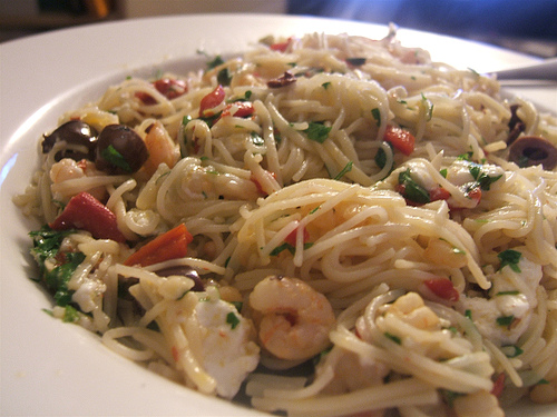 Shrimp Sesame With Angel Hair Pasta