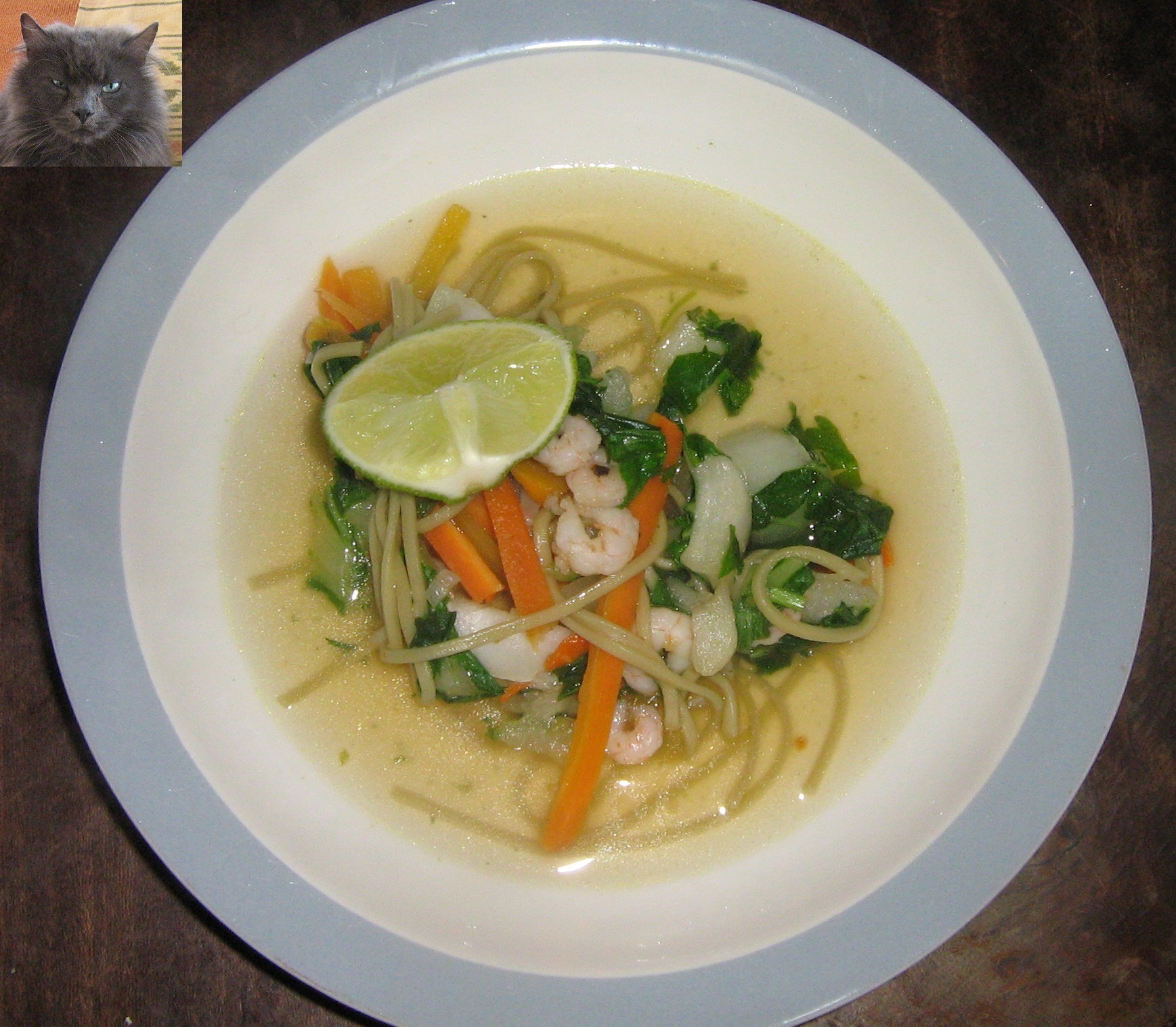 Thai Noodle Soup With Vegetables And Shrimps