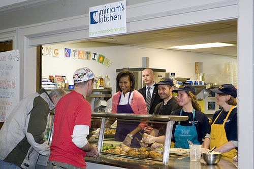 First lady Michelle Obama at Miriams Kitchen