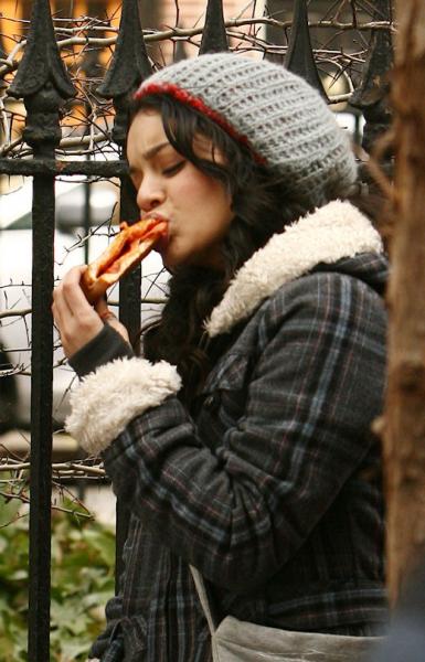 Vanessa Hudgens Eats Pizza